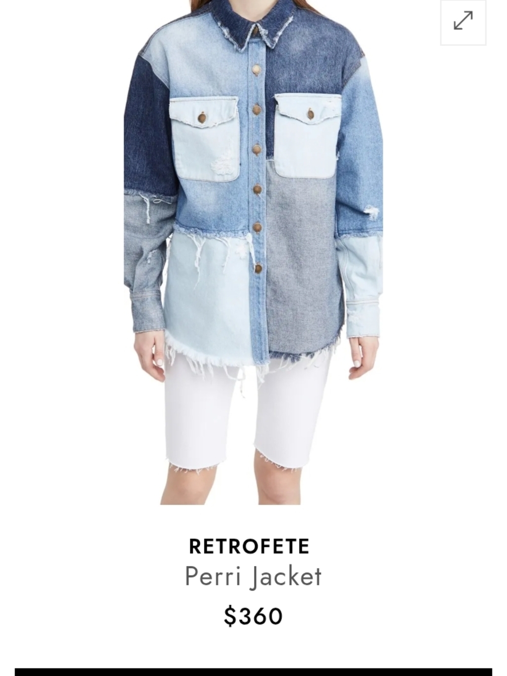 Dance & Marvel Patchwork Denim Shirt Jacket in Multi-Blue🆕💐💙🩵